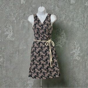 Tommy Hilfiger Paisley Wrap Dress Navy Sleeveless Rope Belt Boho Chic L